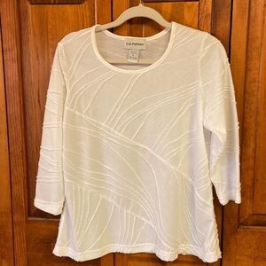 C.D. Petites Polyester 3/4 Sleeve White Top Career Casual Layering Piece